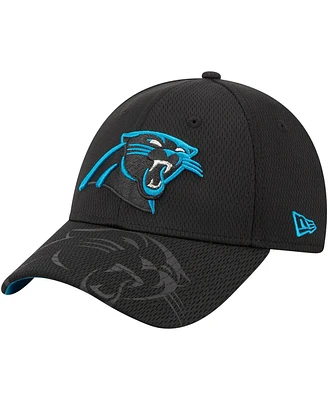 Men's New Era Black Carolina Panthers Top Visor 9FORTY Adjustable Hat