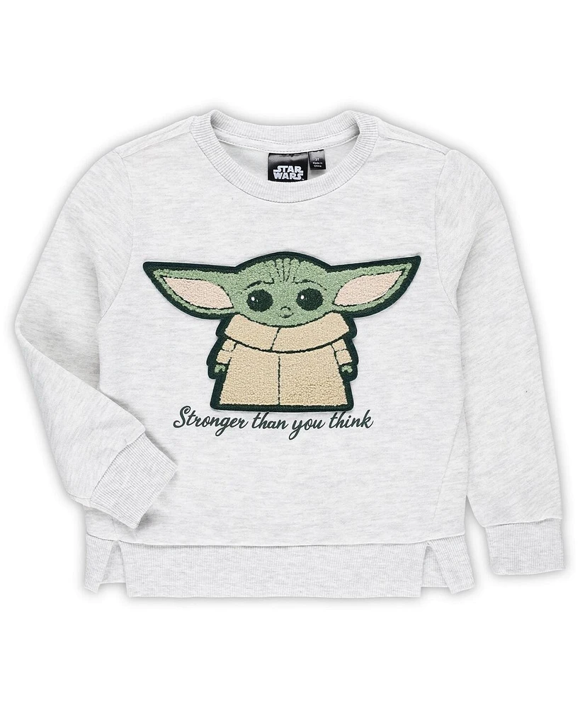 Toddler Boys and Girls Heather Gray The Mandalorian Child Stronger Than You Think Pullover Sweatshirt