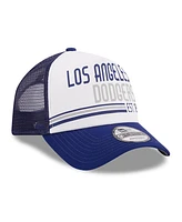Men's New Era White, Royal Los Angeles Dodgers Stacked A-Frame Trucker 9FORTY Adjustable Hat