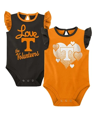 Baby Girls Tennessee Orange, Black Volunteers Spread the Love 2-Pack Bodysuit Set