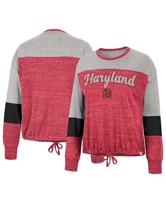 Women's Colosseum Red Maryland Terrapins Joanna Tie Front Long Sleeve T-shirt