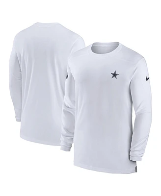 Men's Nike White Dallas Cowboys Sideline Coach Performance Long Sleeve T-shirt