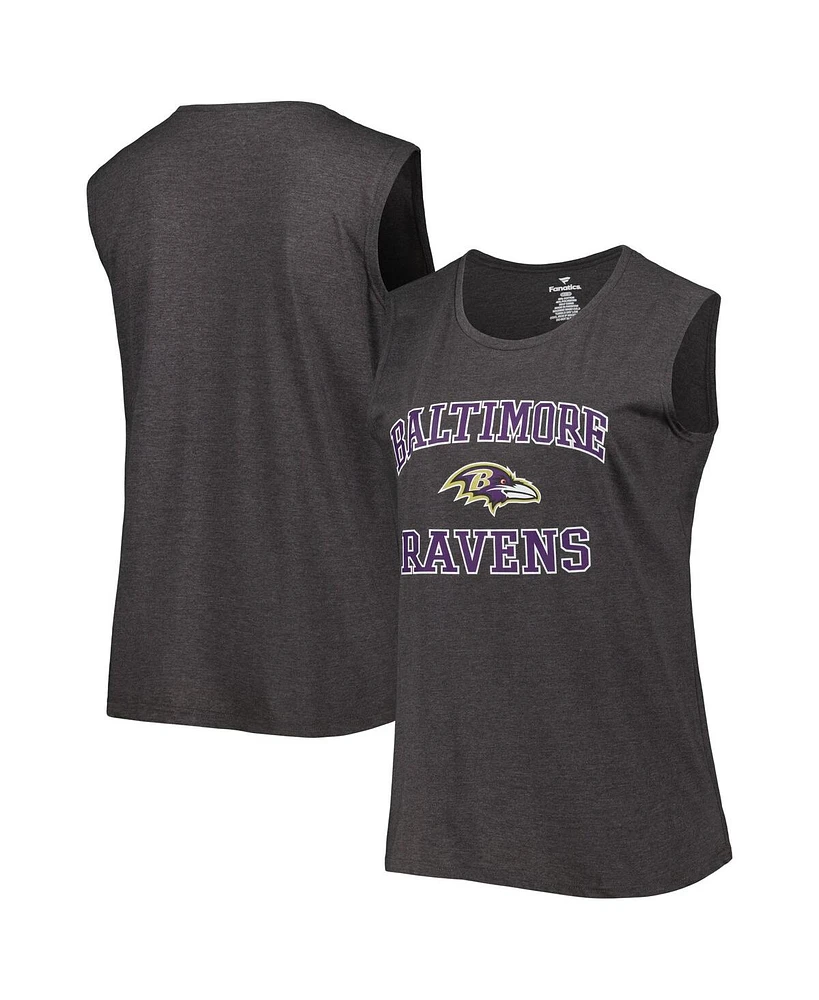 Women's Fanatics Heather Charcoal Baltimore Ravens Plus Tank Top