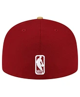 Men's New Era Wine, Gold Cleveland Cavaliers 2-Tone 59FIFTY Fitted Hat