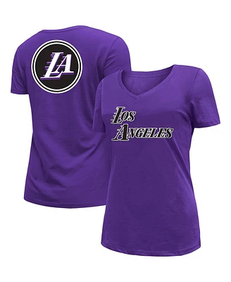 Women's New Era Purple Los Angeles Lakers 2022/23 City Edition V-Neck T-shirt