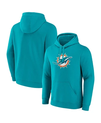 Men's Fanatics Aqua Miami Dolphins Primary Logo Fleece Pullover Hoodie