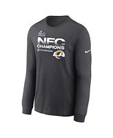 Men's Nike Anthracite Los Angeles Rams 2021 Nfc Champions Locker Room Trophy Collection Long Sleeve T-shirt