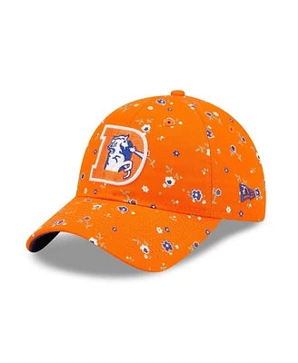 Women's New Era Orange Denver Broncos Floral 9TWENTY Adjustable Hat