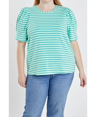 Women's Plus Stripe Women Knit Shirt
