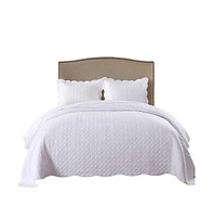 MarCielo 100% White Cotton Quilt Bedspread Set B34 - King