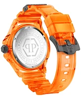 Philipp Plein Unisex The Skull Scuba Duba Orange Silicone Strap Watch 44mm