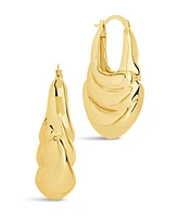 Sterling Forever Silver-Tone or Gold-Tone Chunky Manon Hoops