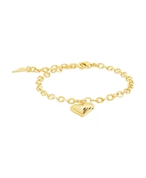Sterling Forever Silver-Tone or Gold-Tone Beating Heart Charm Bracelet