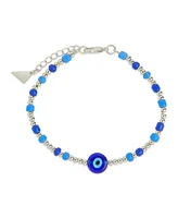 Sterling Forever Gold-Tone or Silver-Tone Blue Beaded Sibyl Bracelet