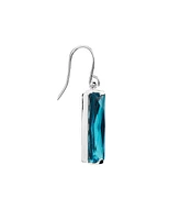 Rectangular Crystal Drop Earrings Silver-Plate