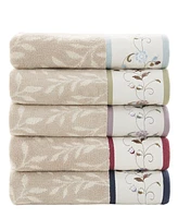 Madison Park Cotton 6-Pc. Embroidered Serene Jacquard Towel Set