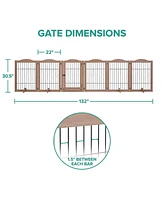 Arf Pets Freestanding Dog Gates, 6-Panel Extension - Walnut