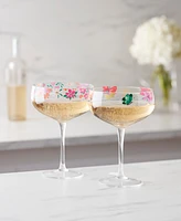 Cambridge Floral Bright Coupe Glasses, Set of 2