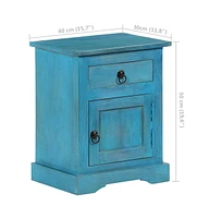 Bedside Table Solid Mango Wood 15.7"x11.8"x19.7" Blue