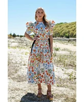 Jessie Zhao New York Summer Flower Cotton Midi Dress