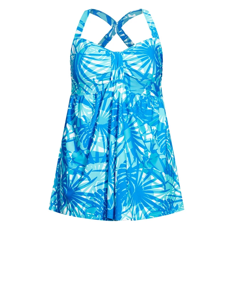 Women's Plus Flared Print Swim Dress