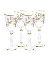 Vivience Floral Design Wine Glasses 6.25 oz, Set of 4