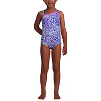 Lands' End Girls Chlorine Resistant One Shoulder Cut Out Piece Swimsuit