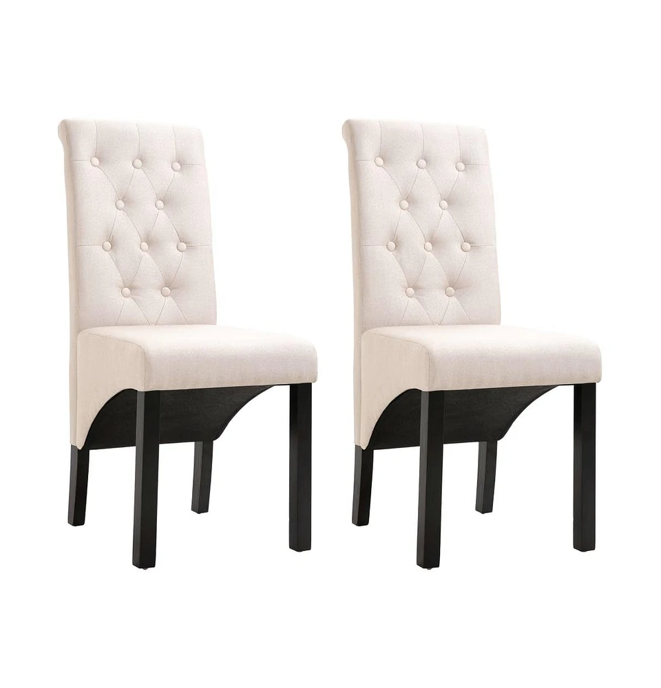 Dining Chairs 2 pcs Cream Fabric