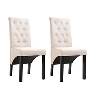 Dining Chairs pcs Cream Fabric