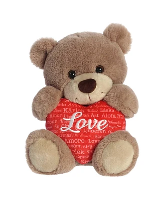 Aurora Medium Universal Love Bear Valentine Heartwarming Plush Toy Taupe 11"