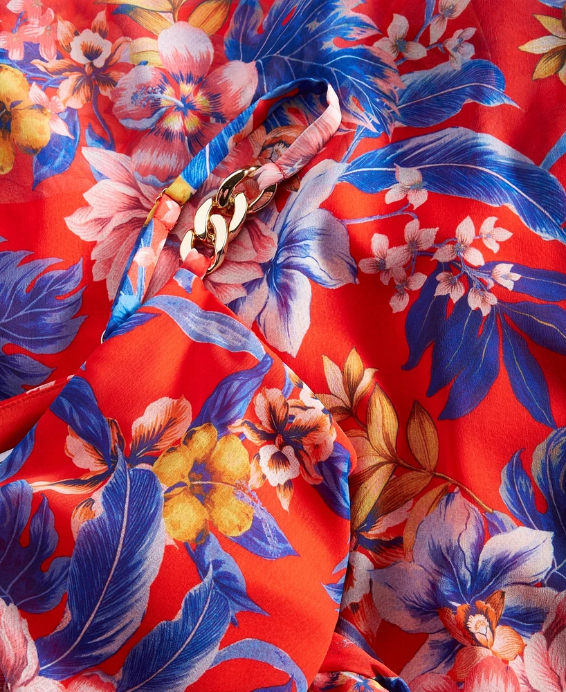 Siena Women's Floral Print Sleeveless High-Low Maxi Dress