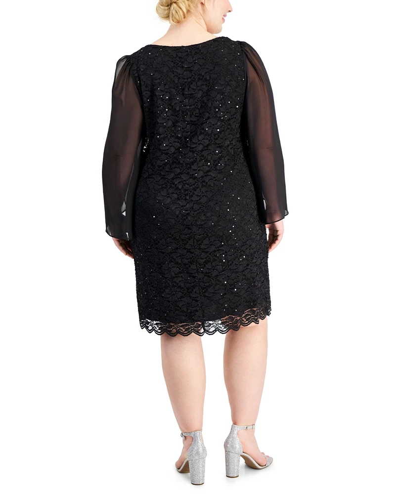 Connected Plus Sequined Lace Sheath Dress