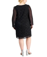 Connected Plus Size Sequined Lace Sheath Dress