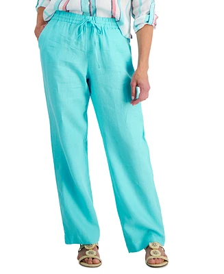 Charter Club Petite 100% Linen Drawstring Pants, Created for Macy's
