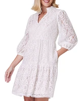 Jessica Howard Petite Lace Balloon-Sleeve A-Line Dress