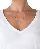 Giani Bernini Cubic Zirconia Double Flower Pendant Necklace in 18k Gold-Plated Sterling Silver, 16" + 2" extender