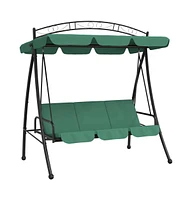 Garden Swing Bench with Canopy Green 78" Fabric and Steel