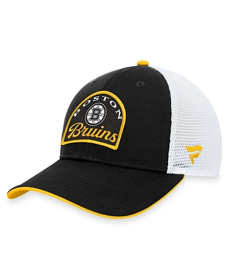Men's Fanatics Black, White Boston Bruins Fundamental Adjustable Hat