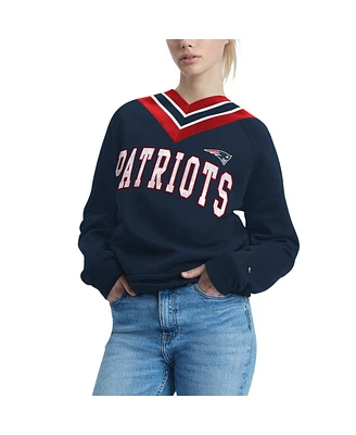 Women's Tommy Hilfiger Navy New England Patriots Heidi Raglan V-Neck Sweater