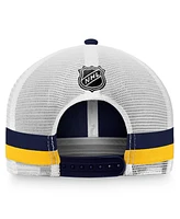 Men's Fanatics Navy, White St. Louis Blues Fundamental Striped Trucker Adjustable Hat