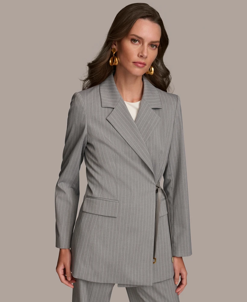 Donna Karan Women's Pinstriped Tie-Waist Blazer