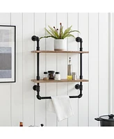 Olivia Double Shelf Unit with towel Rod