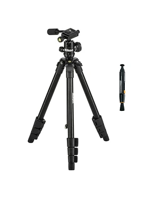 Nikon 16749 Compact Four-Section Aluminum Tripod (Black) with Cleaning Bundle
