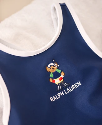 Polo Ralph Lauren Baby Girls Bear Ruffled One Piece Round Neck Swimsuit