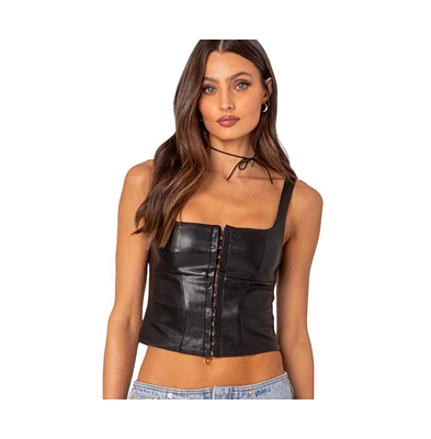 Women's Simone faux leather corset top