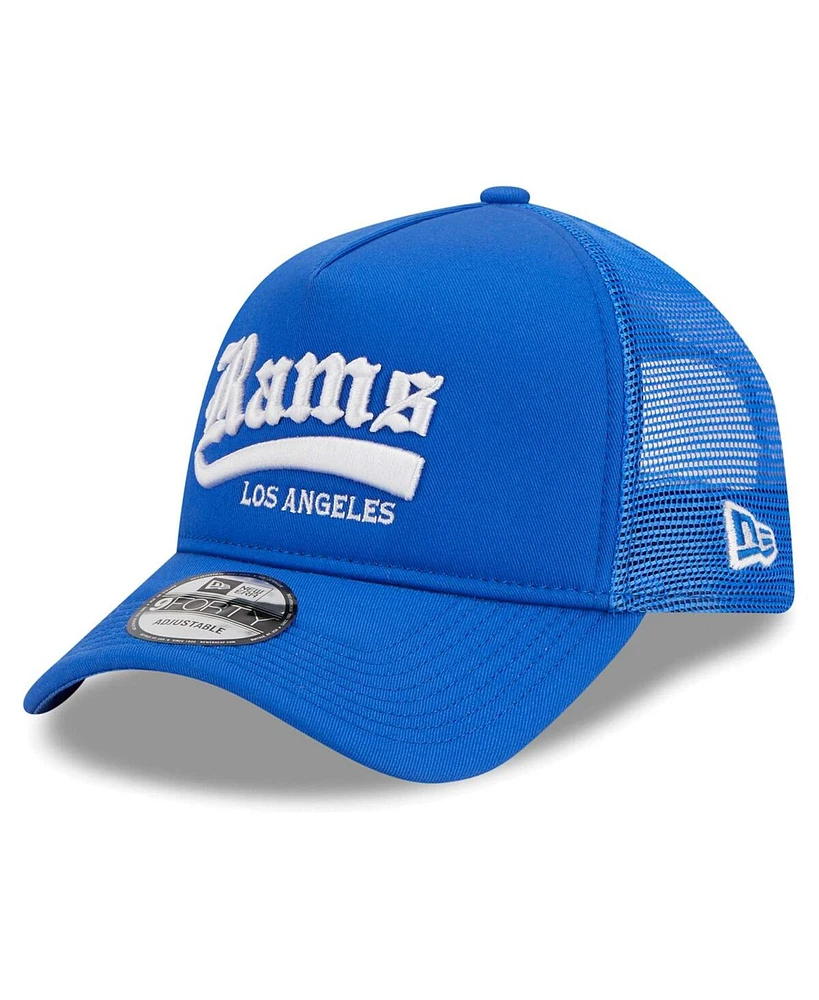Men's New Era Royal Los Angeles Rams Caliber Trucker 9FORTY Adjustable Hat