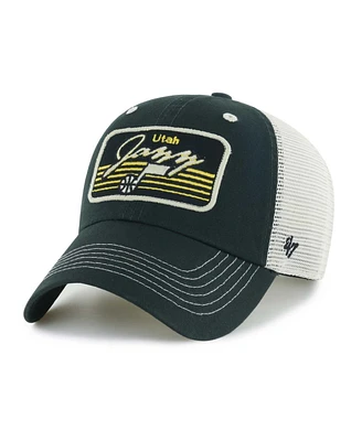 Men's '47 Brand Black Utah Jazz Five Point Patch Clean Up Adjustable Hat