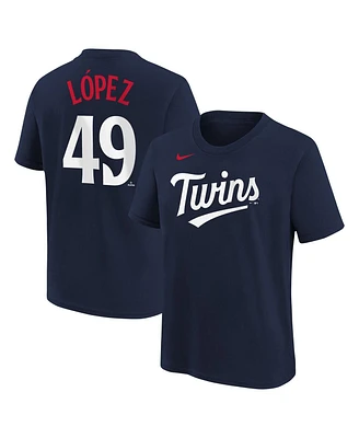 Big Boys Nike Pablo Lopez Navy Minnesota Twins Name and Number T-shirt