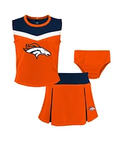 Girls Toddler Orange Denver Broncos Spirit Cheer Two-Piece Cheerleader Set with Bloomers