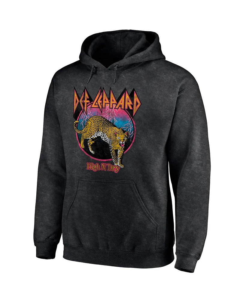 Men's Black Def Leppard High N' Dry Washed Pullover Hoodie